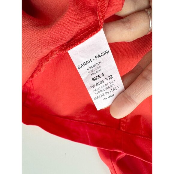 SARAH PACINI Red Stretch Cotton Twill Front Zipper Sheath Dress, Size 3/L - Picture 11 of 13